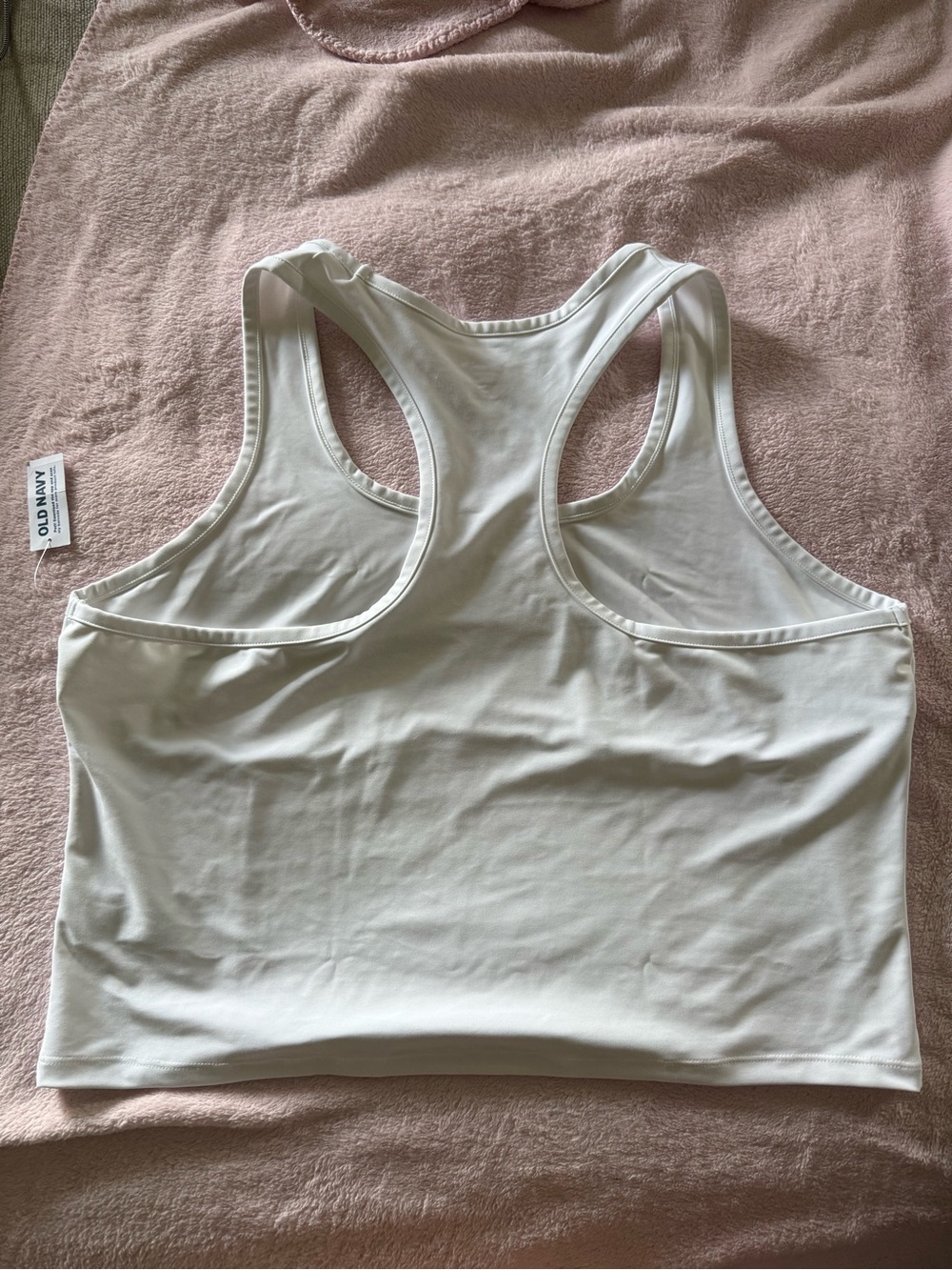 NWT White Racerback Crop Sports Bra Tank with Contrast Piping - Picture 5 of 5